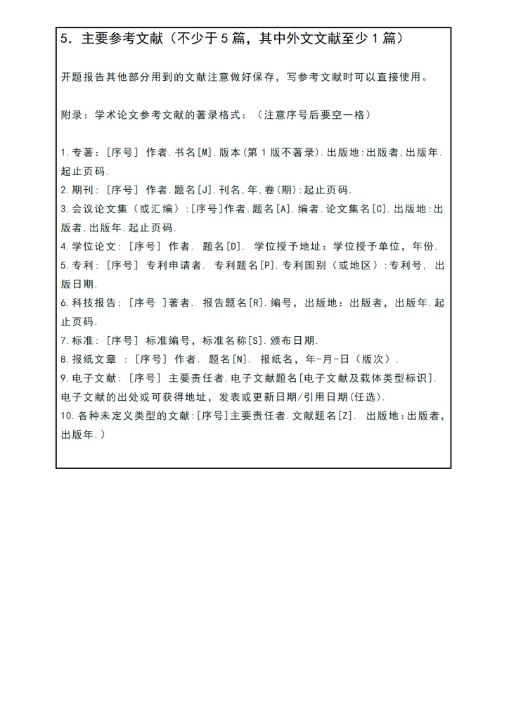 毕业论文开题报告模板